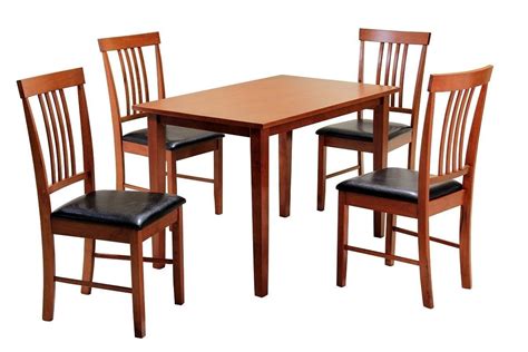Round dining table features 2 dia. Mahogany Wooden Dining Table and 4 Chairs - Homegenies