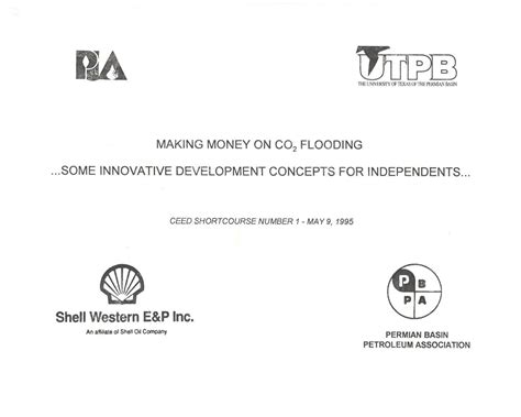 1995 co2 conference short course “making money on co2 flooding” co2 conference