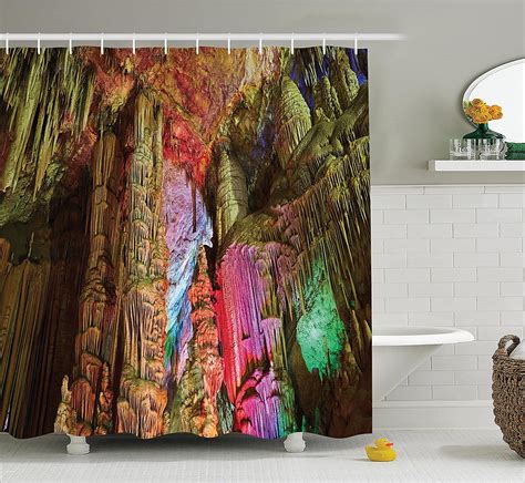 Natural Cave Decorations Shower Curtain Set By Colorful Geological