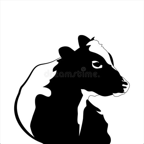 Abstract Portrait Of Big Cow Black And White Silhouette Of Cow Stock