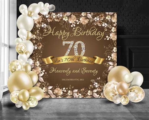 70th Birthday Decorations Brown Birthday Backdrop 70th Etsy
