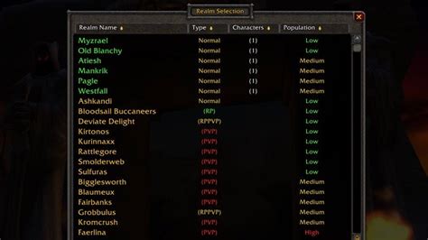 Server Wow Population Realm Population Wow