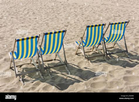 Deckchairs On Beach Boscombe Bournemouth Dorset England United