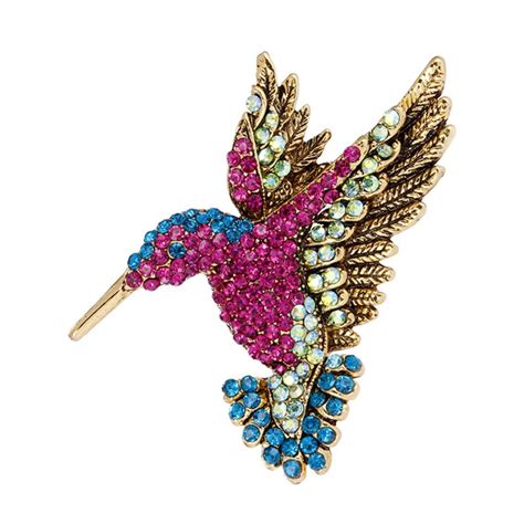 Colorful Rhinestone Hummingbird Brooch Animal Brooches For Women Korea