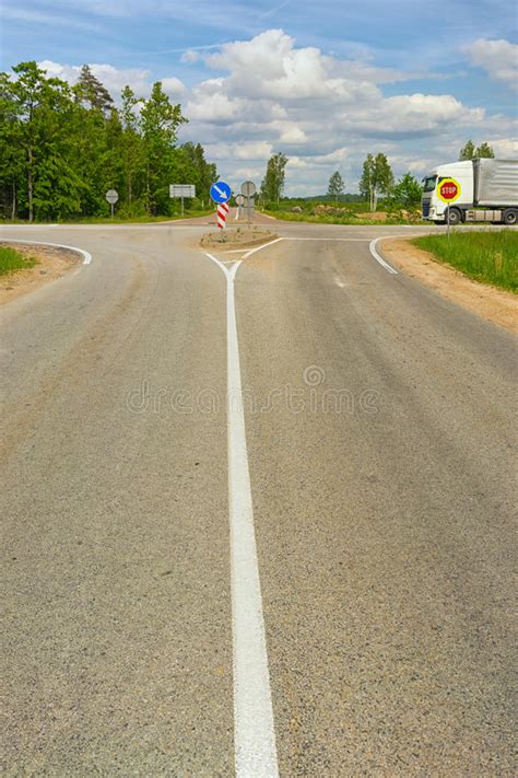 Crossroads On The Highway In Summer Stock Photo Image Of Highway