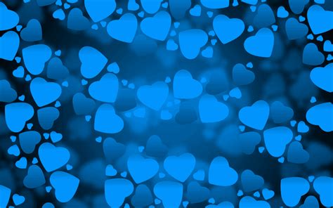 Download Wallpapers 4k Blue Hearts Blue Love Background Creative
