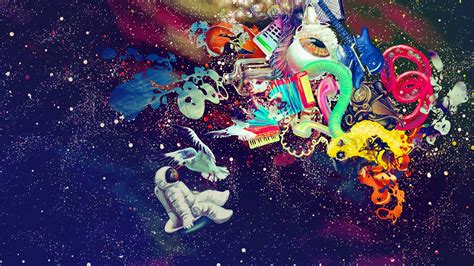 Wallpaper Colorful Illustration Space Astronaut