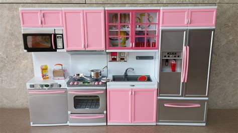 Unboxing New Barbie Kitchen Set Deluxe Modern Toy Barbie Kitchen Set