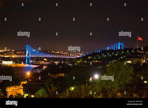 Turkey Istanbul City Ulus Bogazici Koprusu Suspension Bridge From