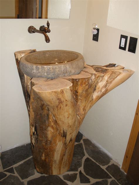 River Rock Boulder Sink Eclectic Bathroom Traditional Bathroom Sinks