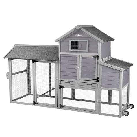 Aivituvin Chicken Coop With Wheels Wood Hen House For 4 Chickens