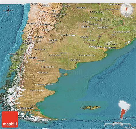 Satellite Panoramic Map Of Argentina