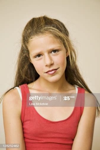 Portrait Of 12 Year Old Girl In Singlet Top Stock Photo Getty Images