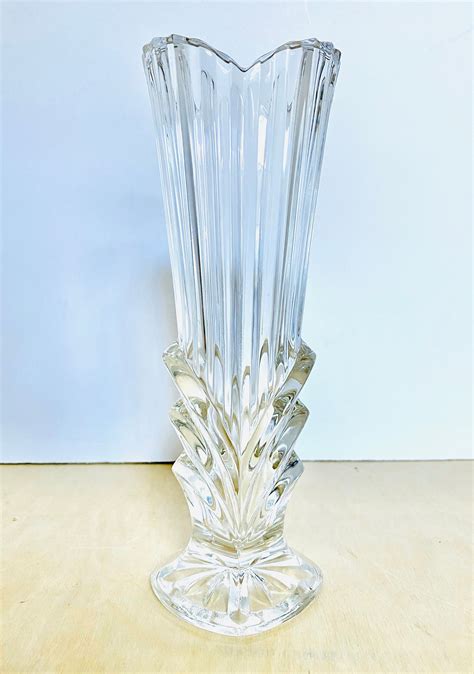 Vintage Clear Art Deco Style Pleated Glass Vase