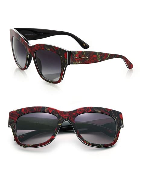 Lyst Dolce And Gabbana Lace Print Plastic Sunglasses In Red