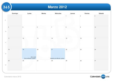 Calendario Marzo 2012