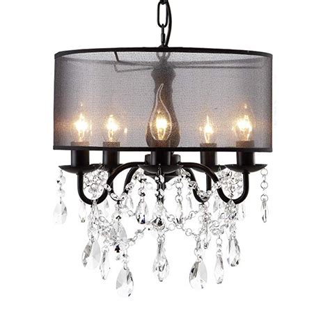 This pendant lamp exudes sophistication and trendy modernity. SEOL-LIGHT Wrought Black 5 Lights Crystal Branch ...