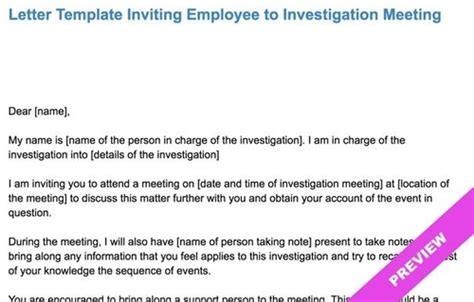 Letter Template For Inviting Employee To Investigation Meeting Hourly Workforce Tracking