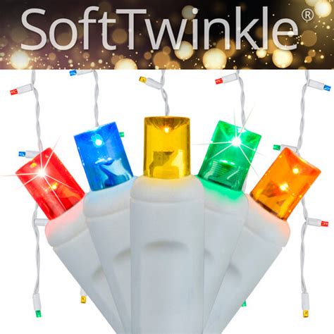Multicolor 5mm Led Softtwinkle Icicle Lights On White Wire