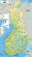 Large detailed physical map of Finland with all cities, roads and ...