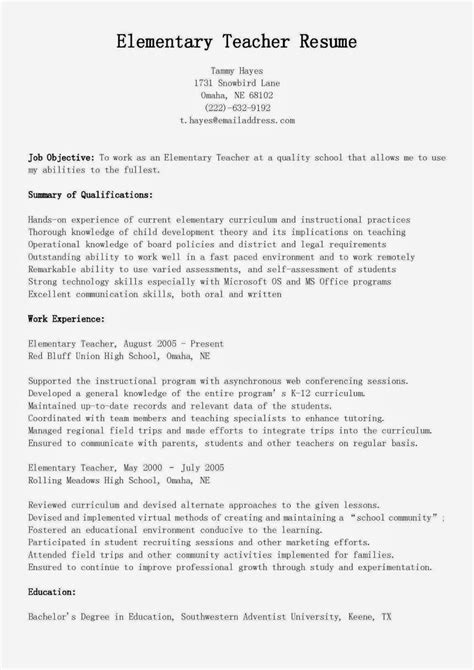back to table of content. Elementary School Teacher Resume Template Best Of Resume ...