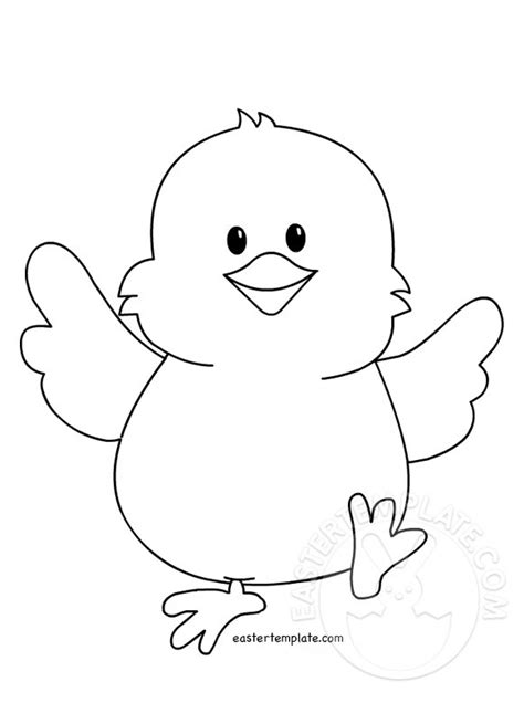 Cute Chick Coloring Page Easter Template