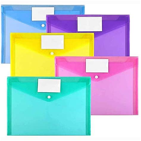 Sooez 10 Pack Plastic Envelopes Poly Envelopes Clear Document Folders
