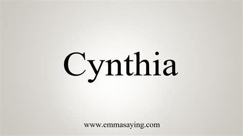 How To Say Cynthia Youtube