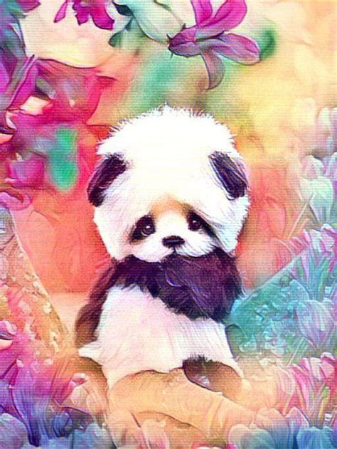 Panda🐼colorful Flowers💐 Cute Panda Wallpaper Bear Wallpaper Cute