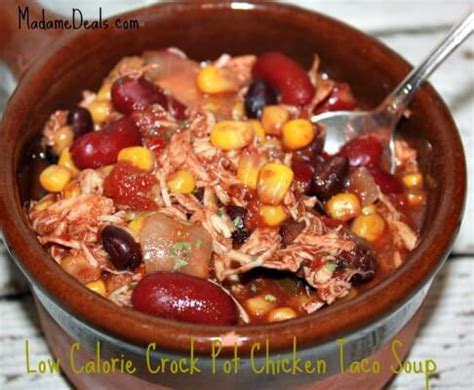 Come home to a bowl of warm and flavorful soup. Low Calorie Crock Pot Chicken Taco Soup Recipe - Real ...