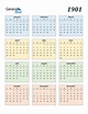1901 Calendar (PDF, Word, Excel)