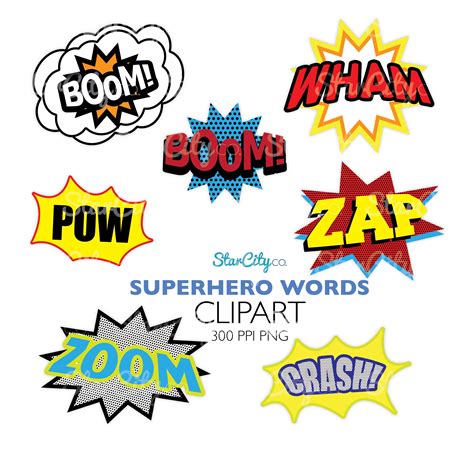 Superhero Clipart Superhero Word Clipart Comic Book Clipart Ph