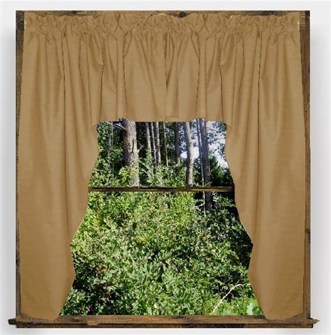 Solid Taupe Khaki Colored Swag Window Valance Optional Center Piece