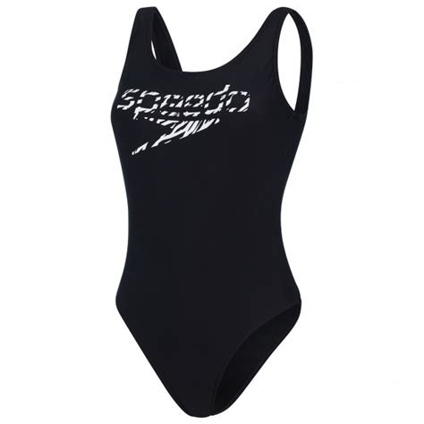 Speedo Logo Deep U Back Hi Leg Badeanzug Damen Online Kaufen