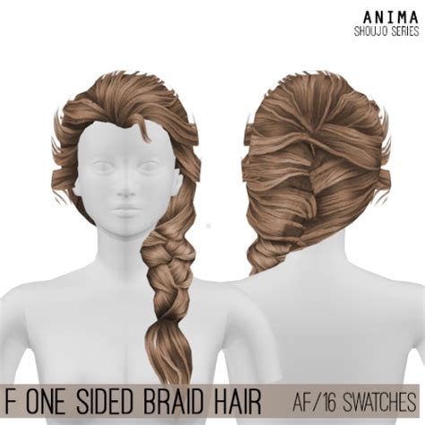 Female One Sided Braid Hair For The Sims 4 By Anima Spring4sims