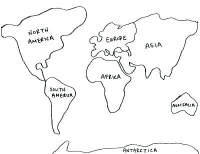 Continents Cut Outs Printables Sketch Coloring Page