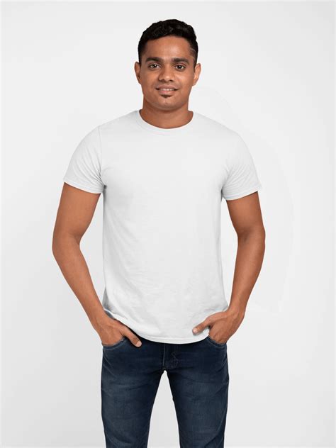 Mens Round Neck Plain T Shirt Whiteregular Fit Cool Vibe