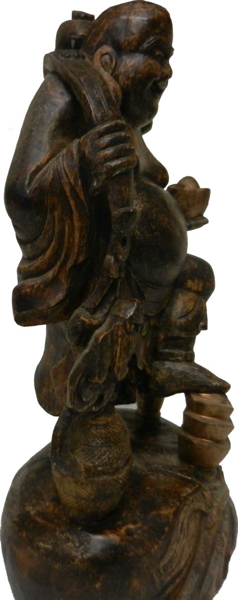 Antique Wood Statue Buddha Maitreya