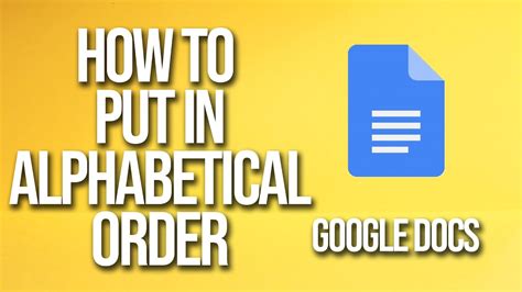 How To Put In Alphabetical Order Google Docs Tutorial Youtube