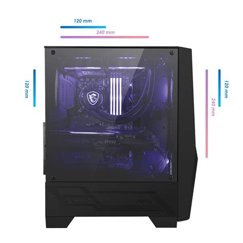 Msi Mag Forge 100m Mid Tower Rgb Gaming Case Black Tempered Glass