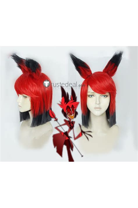 Hazbin Hotel Alastor Red Black Cosplay Wig Ears Cosplay Wigs Anime