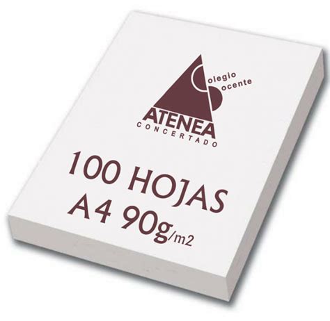 Paquete De 100 Folios Blanco Din A4 Colegio Atenea