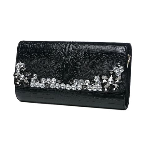 Cowhide Genuine Leather Day Clutches Female Chain Shoulder Bag Diamond