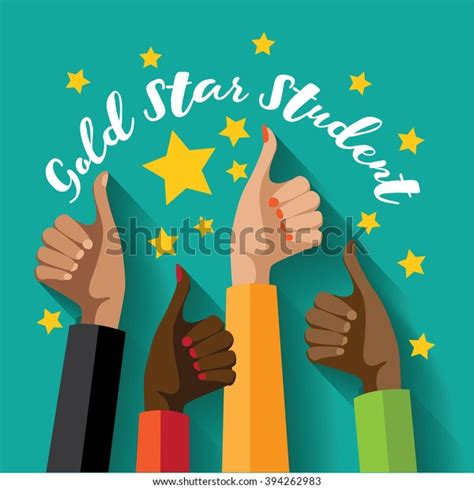 Gold Star Student Thumbs Design Eps Stock Vector Royalty Free 394262983