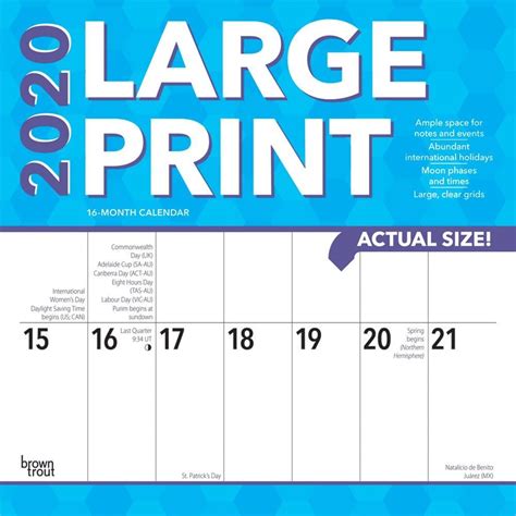 Large Print 2020 12 X 12 Inch Monthly Square Wall Calendar Easy To See