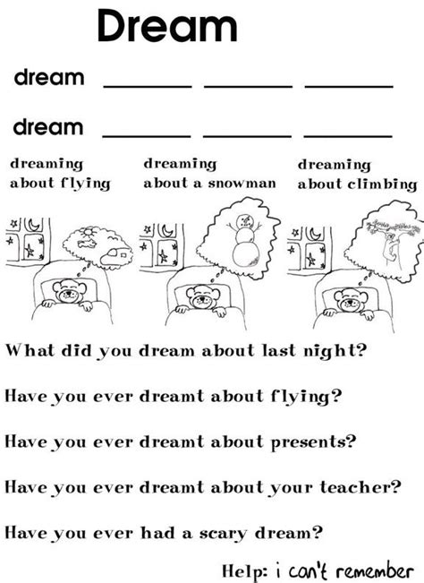 Worksheet Dream Verb Dream Interpretation Scary Dreams Interpretation