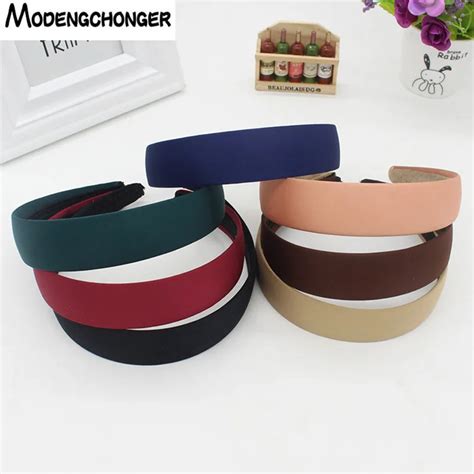 Temperament Solid Color Wide Brimmed Headband Fashion Simple Smooth Faced Satin Hairband