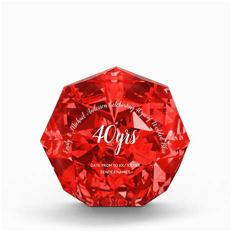 May 03, 2017 · gift ideas: Ruby 40th Wedding Anniversary Red Crystal Look Acrylic ...