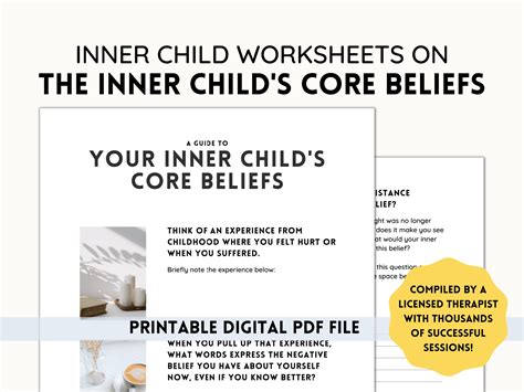 Inner Child Worksheet On Core Beliefs Inner Child Healing Etsy