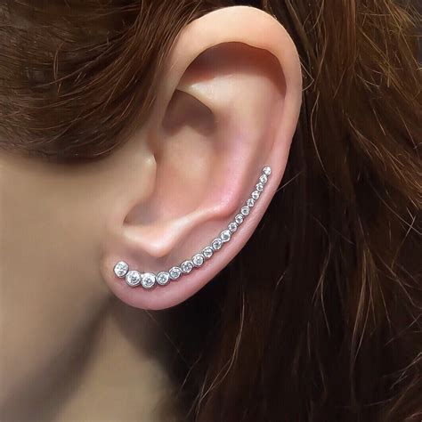 Sterling Silver Ear Crawler Earrings Ear Climber By Trendsilver